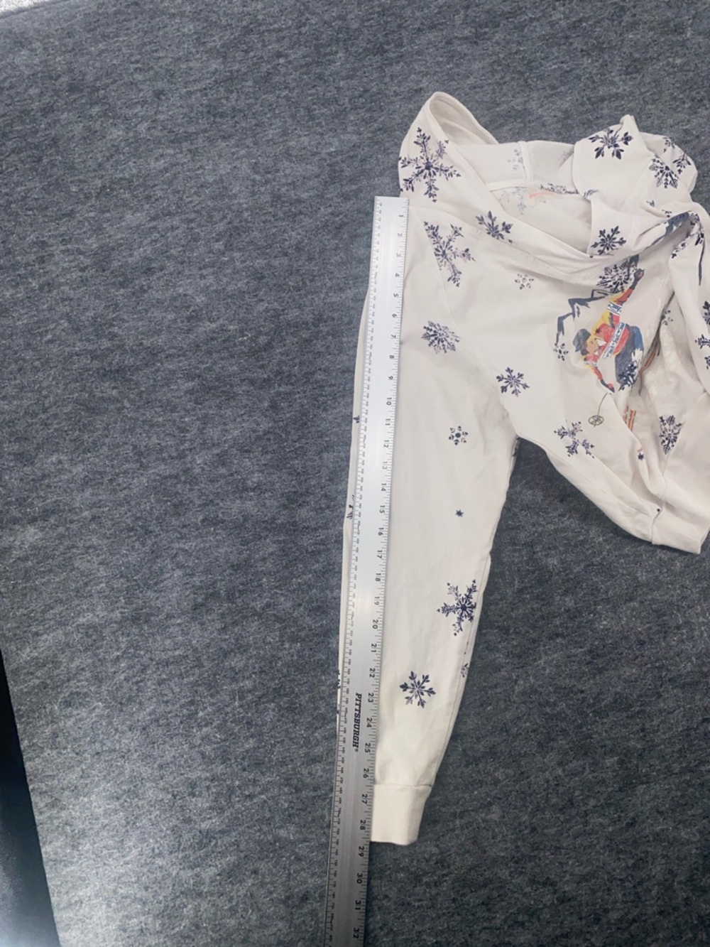 Free People Movement Snowflake Ski Graphic Hoodie Ivory Blue Size M - Picture 5 of 10